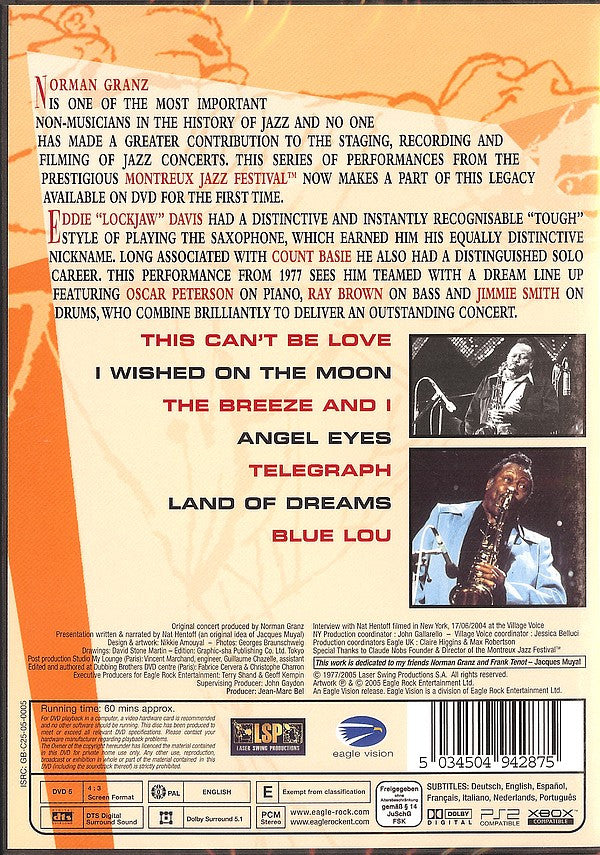 Eddie "Lockjaw" Davis : Norman Granz' Jazz In Montreux Presents Eddie Lockjaw Davis '77 (DVD-V, RM, Multichannel, PAL)