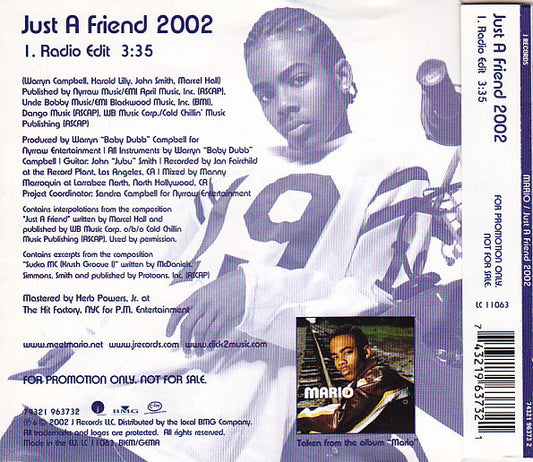 Mario : Just A Friend 2002 (CD, Single, Promo)