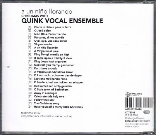 Vocal Ensemble Quink : A Un Niño Llorando - Christmas With Quink Vocal Ensemble (CD, Album)
