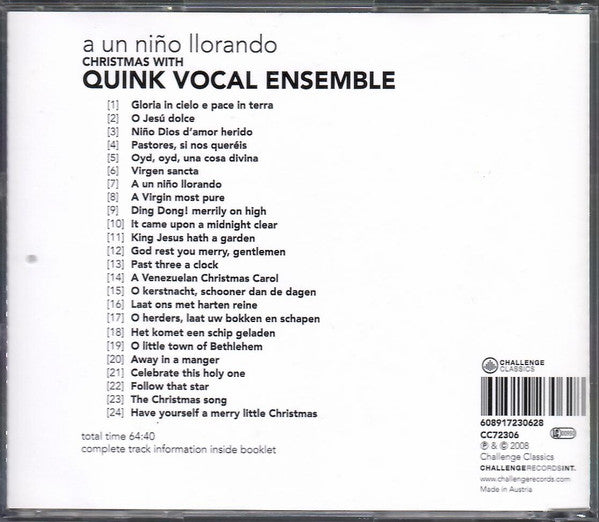 Vocal Ensemble Quink : A Un Niño Llorando - Christmas With Quink Vocal Ensemble (CD, Album)
