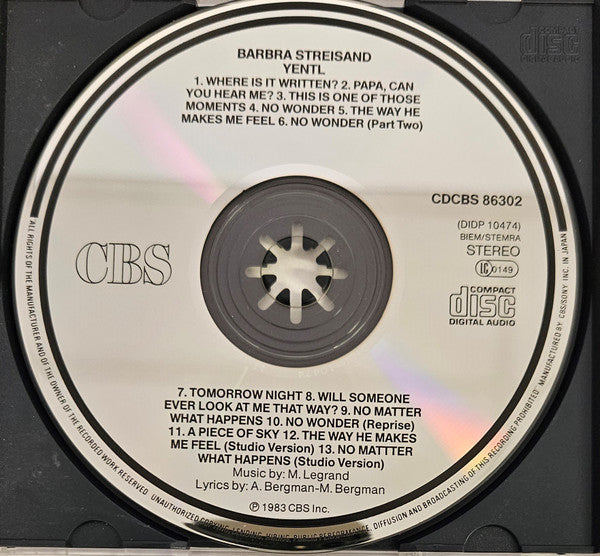 Barbra Streisand : Yentl - Original Motion Picture Soundtrack (CD, Album, RE)