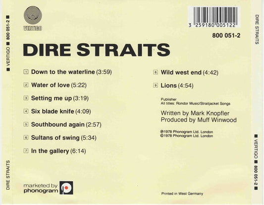 Dire Straits : Dire Straits (CD, Album, RE, Blu)