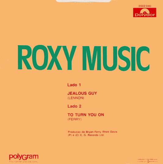 Roxy Music : Jealous Guy (7", Single)