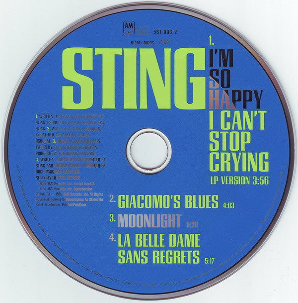 Sting : I'm So Happy I Can't Stop Crying (CD, Maxi)