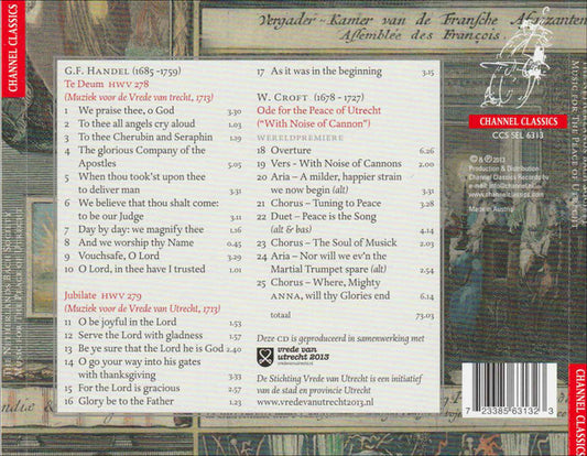 Georg Friedrich Händel, William Croft, De Nederlandse Bachvereniging, Jos Van Veldhoven : Muziek Voor De Vrede Van Utrecht (CD)