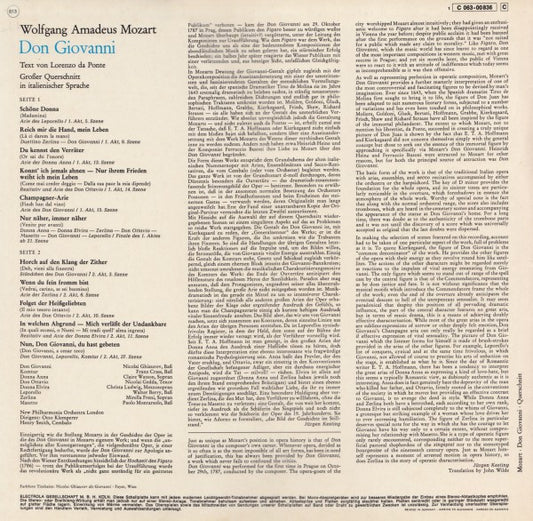 Wolfgang Amadeus Mozart : Don Giovanni (Grosser Querschnitt In Italienischer Sprache) (LP)