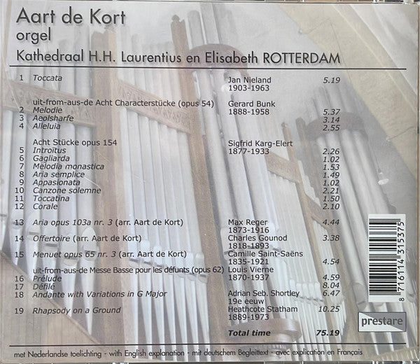 Aart De Kort : Orgel - Kathedraal H.H. Laurentius En Elisabeth Rotterdam (CD, Album)