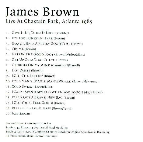 James Brown : Live At Chastain Park, Atlanta 1985 (CD, Album, RM)