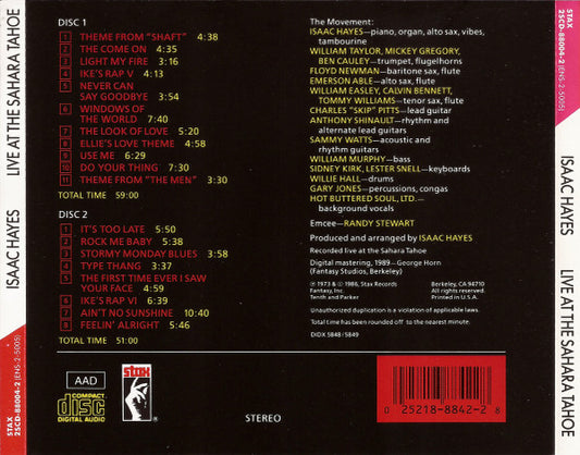 Isaac Hayes : Live At The Sahara Tahoe (2xCD, Album, RE)