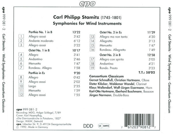 Carl Stamitz - Consortium Classicum : Wind Symphonies (CD, Album)