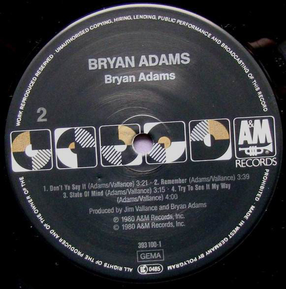 Bryan Adams : Bryan Adams (LP, Album, RE)