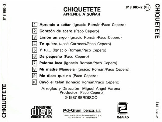 Chiquetete : Aprende A Soñar (CD)