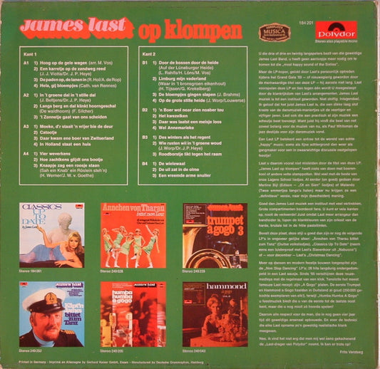 Orchester James Last : James Last Op Klompen (Een Potpourri Van 28 Volksliedjes) (LP, Album)