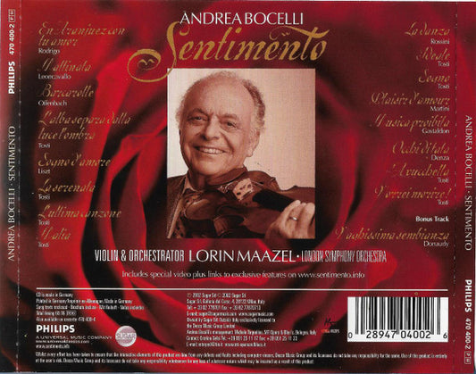 Andrea Bocelli : Sentimento (CD, Album, Enh, S/Edition)