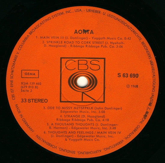 Aorta : Aorta (LP, Album, Gat)