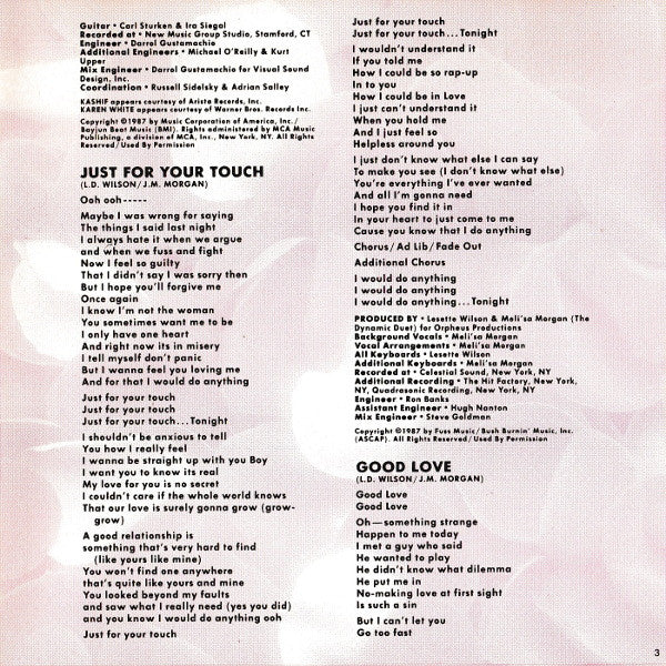 Meli'sa Morgan : Good Love (CD, Album)