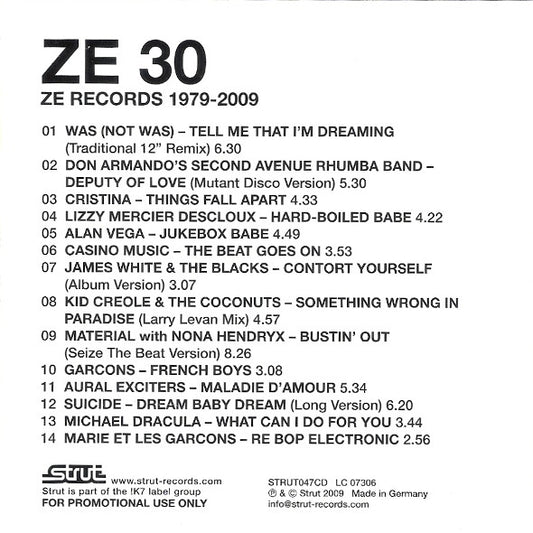 Various : ZE 30: ZE Records 1979-2009 (CD, Comp, Promo)