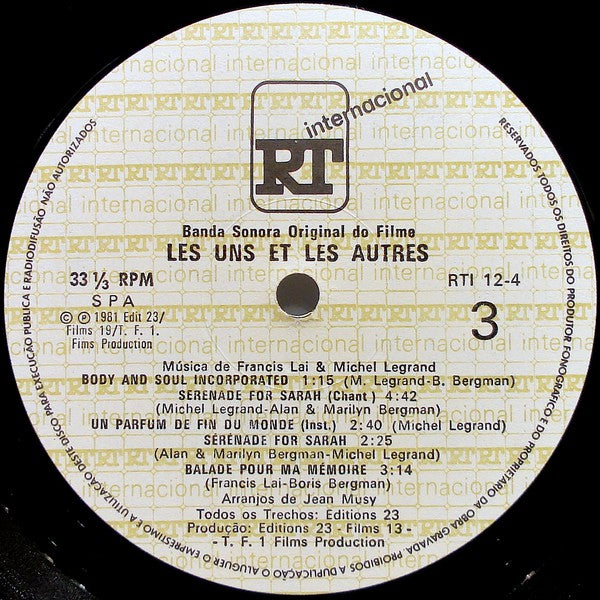 Francis Lai & Michel Legrand : Les Uns Et Les Autres (Bande Originale Du Film) (2xLP, Gat)