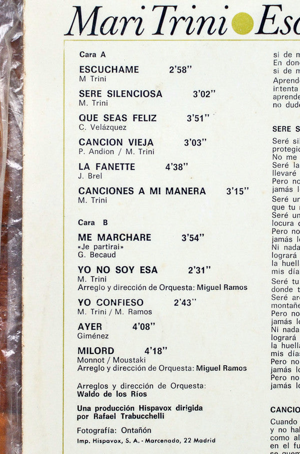 Mari Trini : Escuchame... (LP, Album)