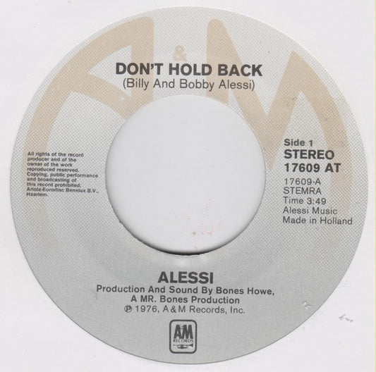 Alessi : Don't Hold Back (7", Single)