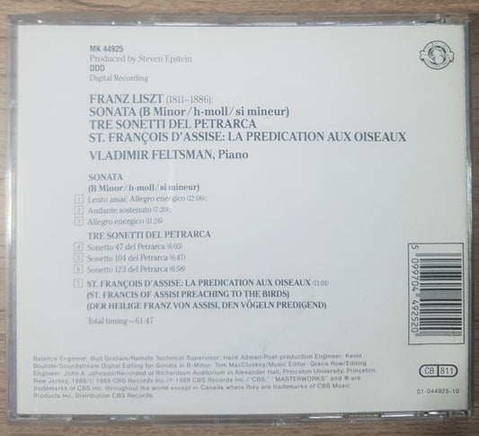 Vladimir Feltsman, Franz Liszt : Sonata In B Minor / Tre Sonetti Del Petrarca (CD, Album)
