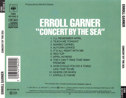 Erroll Garner : Concert By The Sea (CD, Album, RE, RM)