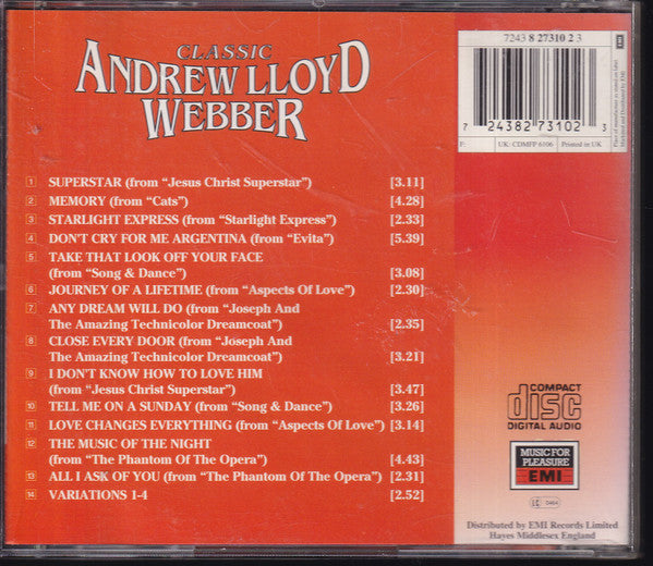 The West End Theatre Orchestra & Chorus : Classic Andrew Lloyd Webber (CD, Album)