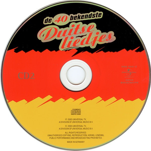 Various : De 40 Bekendste Duitse Liedjes (2xCD, Comp)