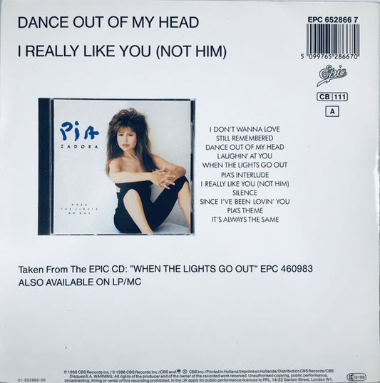 Pia Zadora : Dance Out Of My Head (7", Single)