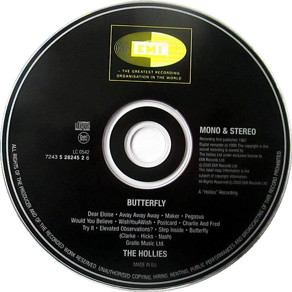 The Hollies : Butterfly (CD, Album, Mono, RE, RM, RP)