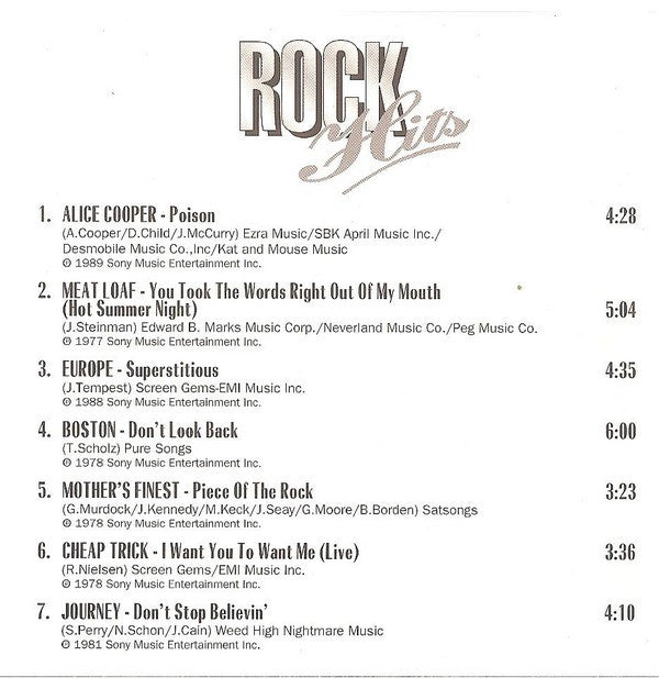 Various : Rock Hits - 17 Classic Rock Songs (CD, Comp, Promo, Smplr)