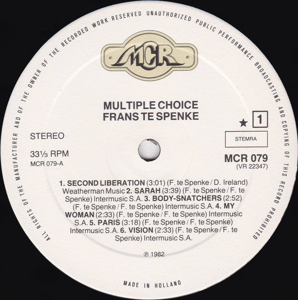 Frans Te Spenke : Multiple Choice (LP, Album, Gat)