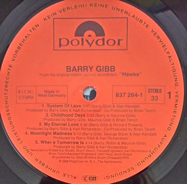 Barry Gibb : Music From The Original Soundtrack 'Hawks' (LP, Album)