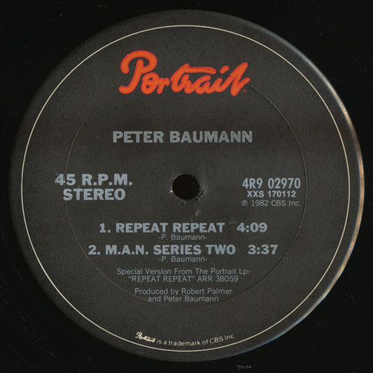 Peter Baumann : Daytime Logic (Baby Won't You Marry Me) / Repeat Repeat / M.A.N. Series Two (12")
