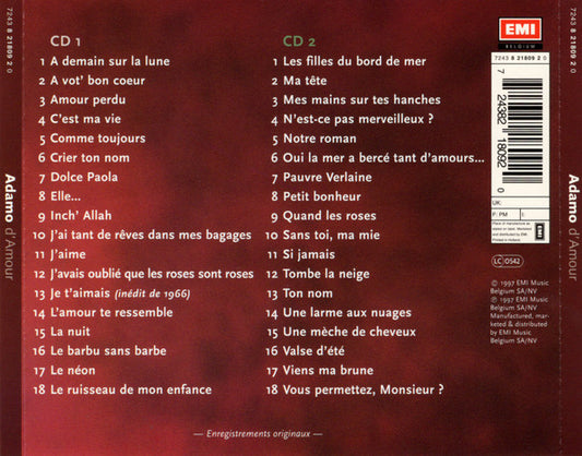 Adamo : D'Amour - Ses Plus Grands Succès (2xCD, Comp)