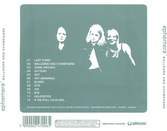 Ephemera : Balloons And Champagne (CD, Album)