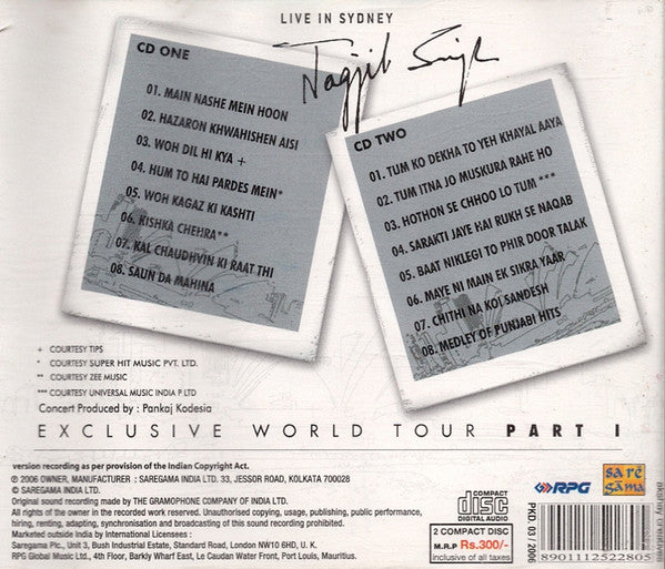 Jagjit Singh : Live In Sydney (2xCD, Album)