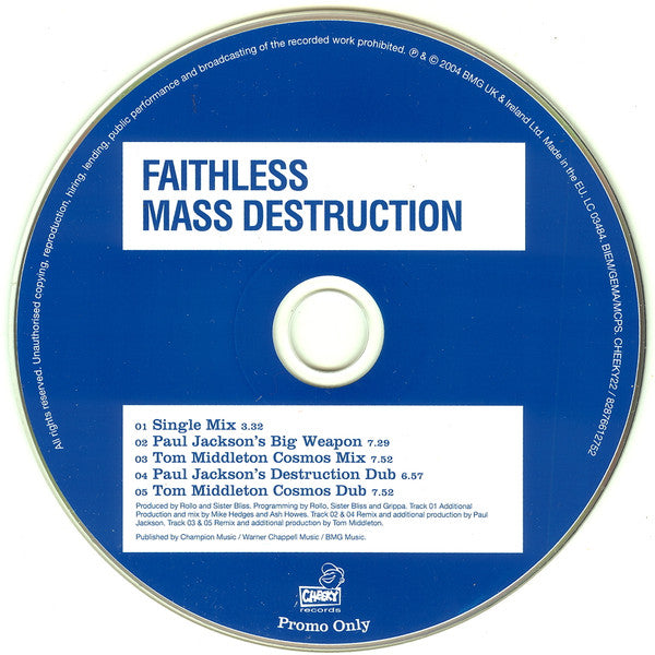 Faithless : Mass Destruction (CD, Single, Promo)