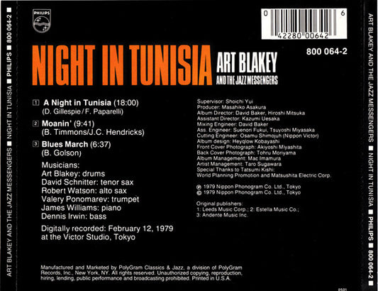 Art Blakey & The Jazz Messengers : Night In Tunisia (CD, Album, RE)