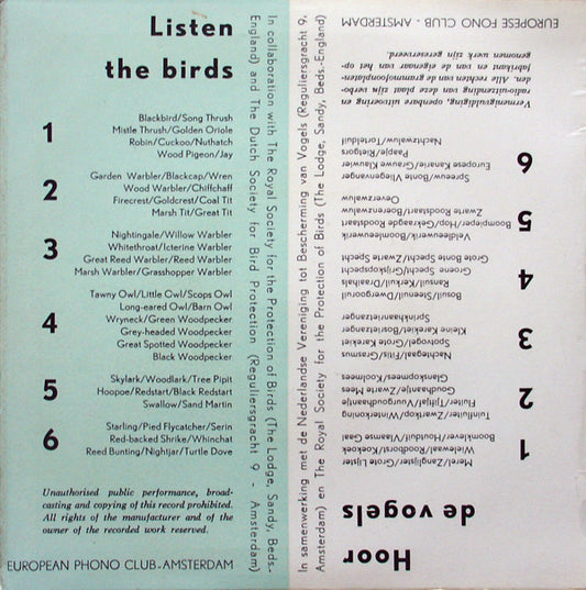Hans A. Traber : Listen The Birds 5 = Hoor De Vogels 5 (7")