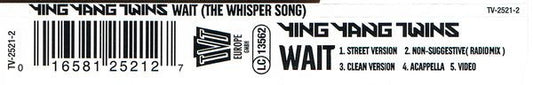 Ying Yang Twins : Wait (The Whisper Song) (CD, Single, Enh)