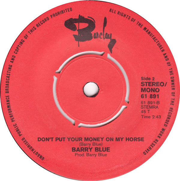 Barry Blue : Do You Wanna Dance (7", Single)