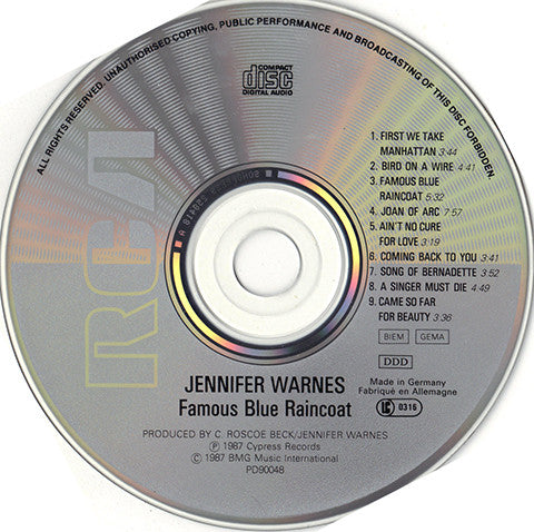 Jennifer Warnes : Famous Blue Raincoat (The Songs Of Leonard Cohen) (CD, Album)