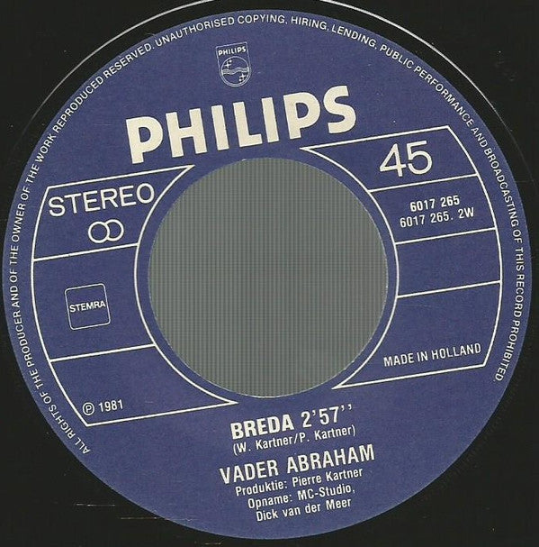 Vader Abraham : In Het Zuiden (7", Single)