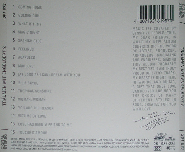 Engelbert Humperdinck : Träumen Mit Engelbert 2 (CD, Album)