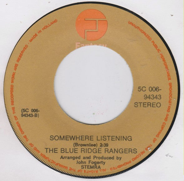 Blue Ridge Rangers Featuring John Fogerty : Hearts Of Stone / Somewhere Listening (7", Single)