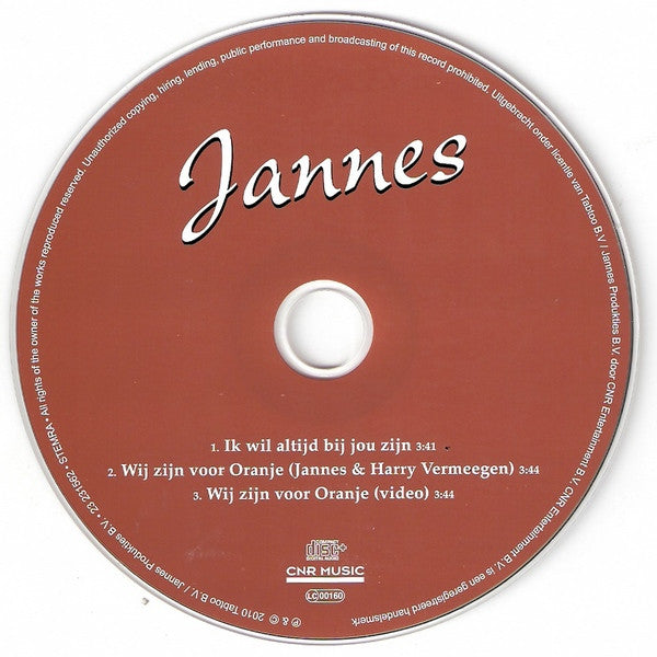 Jannes : Ik Wil Altijd Bij Jou Zijn (CD, Enh)