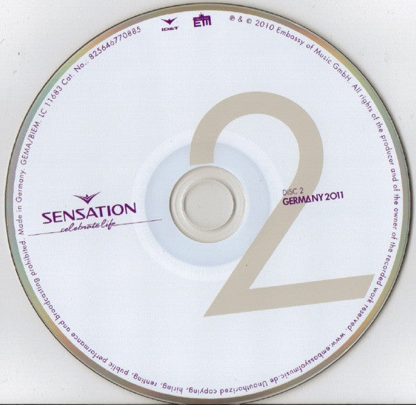Various : Sensation - Celebrate Life - Germany 2011 (2xCD, Comp, Mixed)