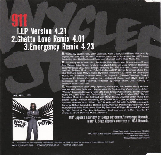 Wyclef Jean Featuring Mary J. Blige : 911 (CD, Single)
