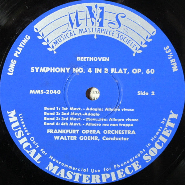 Ludwig Van Beethoven, Carl Bamberger, Walter Goehr, Frankfurter Opern- Und Museumsorchester : Symphonie Nr. 2 In D-Dur / Symphonie Nr. 4 In B-Dur (LP)